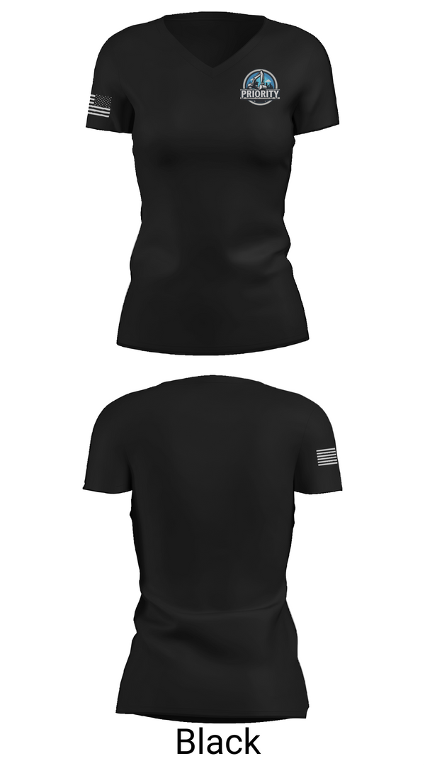 Womens Short Sleeve Vneck Shirt, Priority Services, , Teamtime, Team time, sublimation, custom sports apparel, team uniforms, spirit wear, spiritwear, sports uniforms, custom shirts, team store, custom team store, fundraiser sports, apparel fundraiser