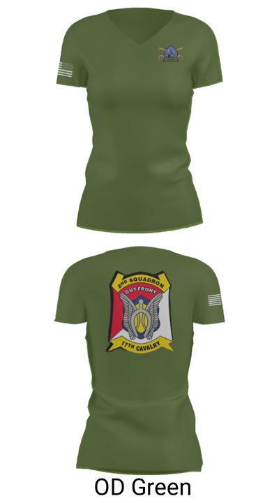 B Troop 2-17 Cav REGT 36740014 Women's Short Sleeve V-neck Shirt - 48