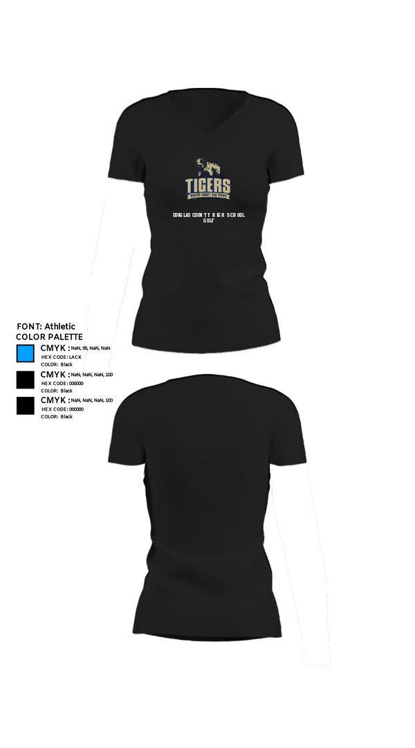Womens Short Sleeve Vneck Shirt, Douglas County High School Golf, Golf, Teamtime, Team time, sublimation, custom sports apparel, team uniforms, spirit wear, spiritwear, sports uniforms, custom shirts, team store, custom team store, fundraiser sports, apparel fundraiser