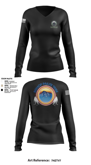 Womens Long Sleeve Vneck Shirt, Bishop Paiute EMO/ Hazardous Fiels Reduction, Fire Department, Teamtime, Team time, sublimation, custom sports apparel, team uniforms, spirit wear, spiritwear, sports uniforms, custom shirts, team store, custom team store, fundraiser sports, apparel fundraiser