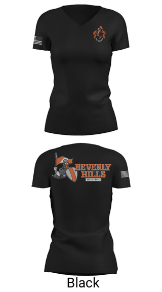 Womens Short Sleeve Vneck Shirt, Beverly Hills High School Band, Spirit Store, Teamtime, Team time, sublimation, custom sports apparel, team uniforms, spirit wear, spiritwear, sports uniforms, custom shirts, team store, custom team store, fundraiser sports, apparel fundraiser