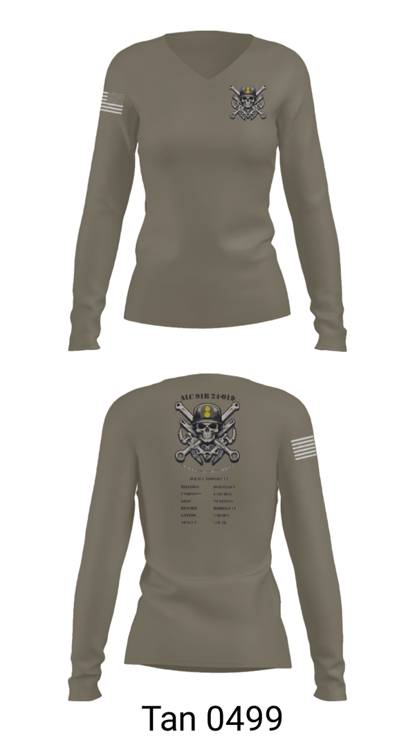 Women's Long Sleeve Vneck Shirt, ALC, Army, Teamtime, Team time, sublimation, custom sports apparel, team uniforms, spirit wear, spiritwear, sports uniforms, custom shirts, team store, custom team store, fundraiser sports, apparel fundraiser