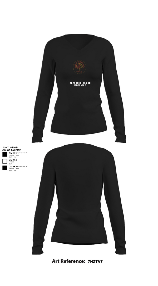 Womens Long Sleeve Vneck Shirt, 312TH MI BN, CHARLIE DETACHMENT, Army, Teamtime, Team time, sublimation, custom sports apparel, team uniforms, spirit wear, spiritwear, sports uniforms, custom shirts, team store, custom team store, fundraiser sports, apparel fundraiser