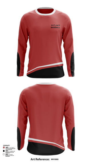 Long Sleeve Performance Shirt, Outlaws, Baseball, Teamtime, Team time, sublimation, custom sports apparel, team uniforms, spirit wear, spiritwear, sports uniforms, custom shirts, team store, custom team store, fundraiser sports, apparel fundraiser