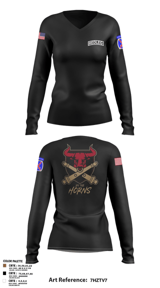 Women's Long Sleeve Vneck Shirt, BRAVO BULLS, Army, Teamtime, Team time, sublimation, custom sports apparel, team uniforms, spirit wear, spiritwear, sports uniforms, custom shirts, team store, custom team store, fundraiser sports, apparel fundraiser