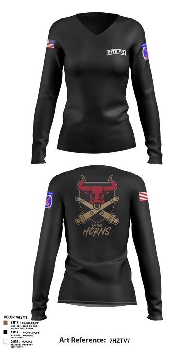 BRAVO BULLS 37560351 Women's Long Sleeve V-neck Shirt - 6