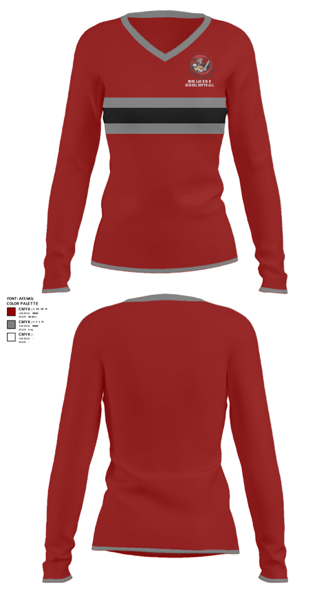 Women's Long Sleeve Vneck Shirt, Douglas High School Softball, Softball, Teamtime, Team time, sublimation, custom sports apparel, team uniforms, spirit wear, spiritwear, sports uniforms, custom shirts, team store, custom team store, fundraiser sports, apparel fundraiser