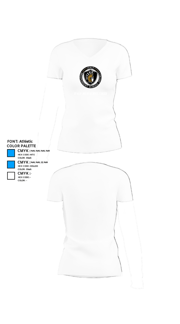 Womens Short Sleeve Vneck Shirt, Italy High School Cheer, Cheer, Teamtime, Team time, sublimation, custom sports apparel, team uniforms, spirit wear, spiritwear, sports uniforms, custom shirts, team store, custom team store, fundraiser sports, apparel fundraiser