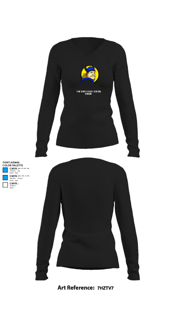Womens Long Sleeve Vneck Shirt, Parsons High School Soccer, Men's Soccer, Teamtime, Team time, sublimation, custom sports apparel, team uniforms, spirit wear, spiritwear, sports uniforms, custom shirts, team store, custom team store, fundraiser sports, apparel fundraiser