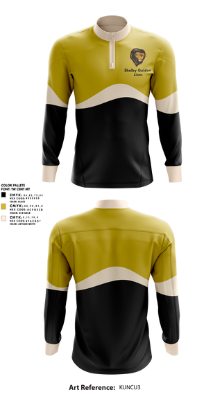 Quarter Zip Jacket, Shelby Golden Lions, Track & Field, Teamtime, Team time, sublimation, custom sports apparel, team uniforms, spirit wear, spiritwear, sports uniforms, custom shirts, team store, custom team store, fundraiser sports, apparel fundraiser
