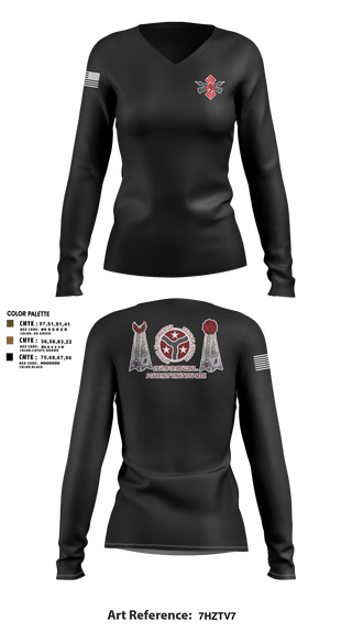 Womens Long Sleeve Vneck Shirt 1, q trp 4/278th, , Teamtime, Team time, sublimation, custom sports apparel, team uniforms, spirit wear, spiritwear, sports uniforms, custom shirts, team store, custom team store, fundraiser sports, apparel fundraiser