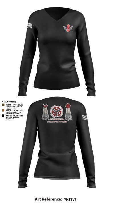 q trp 4/278th 42866312 Women's Long Sleeve V-neck Shirt -1 3