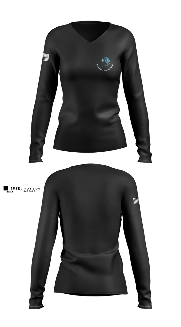 Womens Long Sleeve Vneck Shirt, UFO Recovery Response Unit  2-1, , Teamtime, Team time, sublimation, custom sports apparel, team uniforms, spirit wear, spiritwear, sports uniforms, custom shirts, team store, custom team store, fundraiser sports, apparel fundraiser