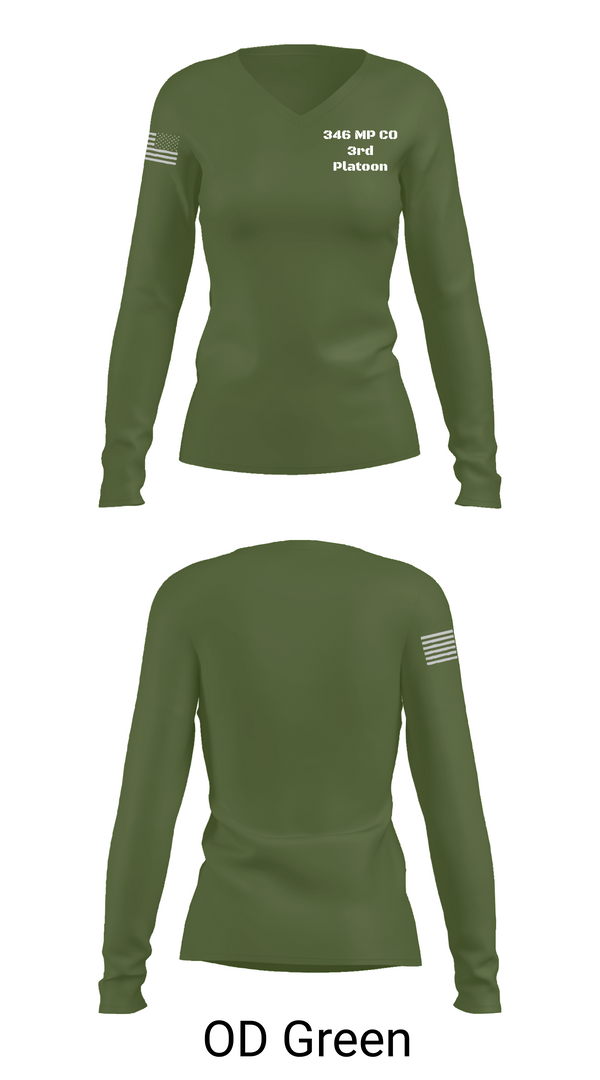 Womens Long Sleeve Vneck Shirt, 346 MP CO 3rd Platoon, Army, Teamtime, Team time, sublimation, custom sports apparel, team uniforms, spirit wear, spiritwear, sports uniforms, custom shirts, team store, custom team store, fundraiser sports, apparel fundraiser