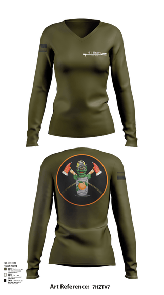 Womens Long Sleeve Vneck Shirt, 91 Bravo, Fire Department, Teamtime, Team time, sublimation, custom sports apparel, team uniforms, spirit wear, spiritwear, sports uniforms, custom shirts, team store, custom team store, fundraiser sports, apparel fundraiser