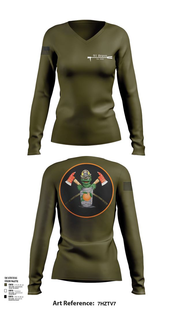 Womens Long Sleeve Vneck Shirt, 91 Bravo, Fire Department, Teamtime, Team time, sublimation, custom sports apparel, team uniforms, spirit wear, spiritwear, sports uniforms, custom shirts, team store, custom team store, fundraiser sports, apparel fundraiser