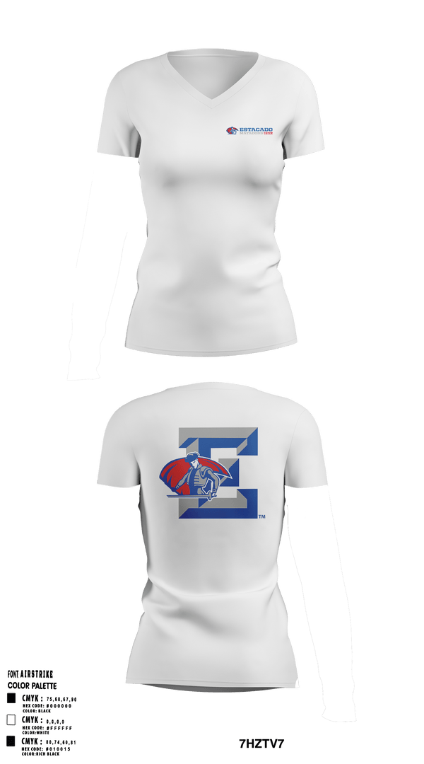 Womens Short Sleeve Vneck Shirt, Estacado High School Cheer, Cheer, Teamtime, Team time, sublimation, custom sports apparel, team uniforms, spirit wear, spiritwear, sports uniforms, custom shirts, team store, custom team store, fundraiser sports, apparel fundraiser