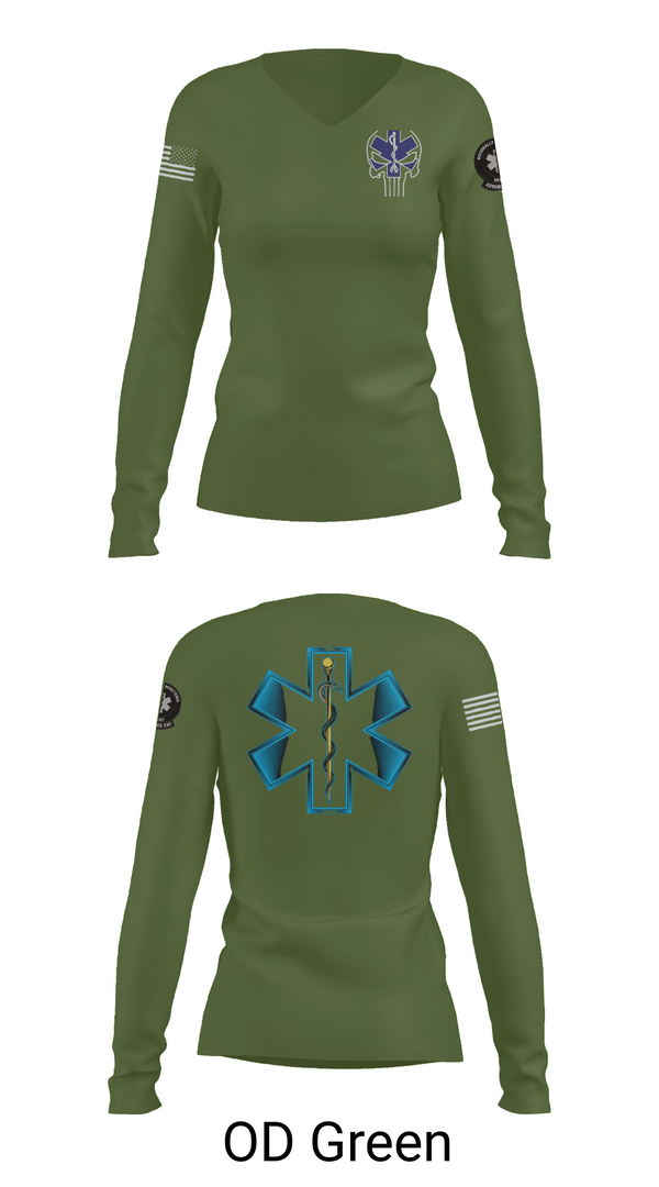 Womens Long Sleeve Vneck Shirt, 700, Army, Teamtime, Team time, sublimation, custom sports apparel, team uniforms, spirit wear, spiritwear, sports uniforms, custom shirts, team store, custom team store, fundraiser sports, apparel fundraiser