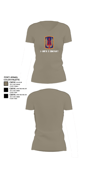 Womens Short Sleeve Vneck Shirt, 1-169th E Company, National Guard, Teamtime, Team time, sublimation, custom sports apparel, team uniforms, spirit wear, spiritwear, sports uniforms, custom shirts, team store, custom team store, fundraiser sports, apparel fundraiser