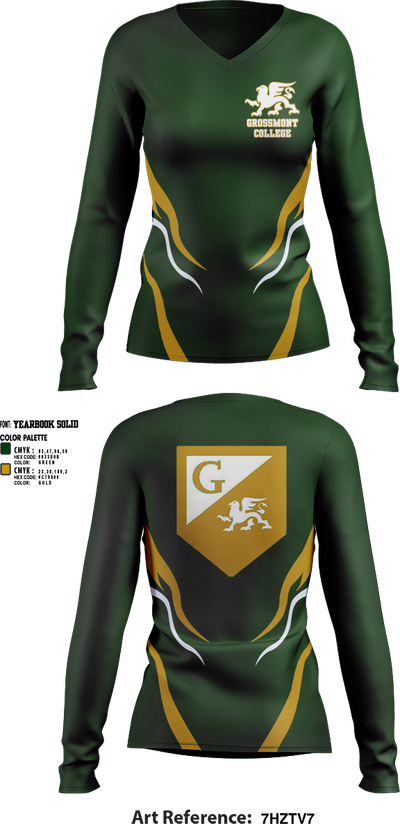 Grossmont College Softball 7562303 Women's Long Sleeve V-neck Shirt - 1