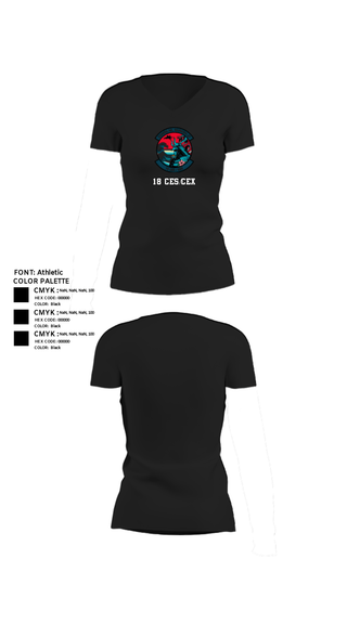 Women's Short Sleeve Vneck Shirt, 18 CES/CEX, , Teamtime, Team time, sublimation, custom sports apparel, team uniforms, spirit wear, spiritwear, sports uniforms, custom shirts, team store, custom team store, fundraiser sports, apparel fundraiser