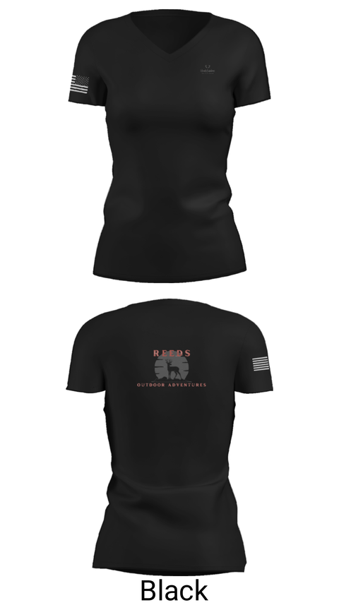 Women's Short Sleeve Vneck Shirt, Reeds Outdoor Adventures, , Teamtime, Team time, sublimation, custom sports apparel, team uniforms, spirit wear, spiritwear, sports uniforms, custom shirts, team store, custom team store, fundraiser sports, apparel fundraiser