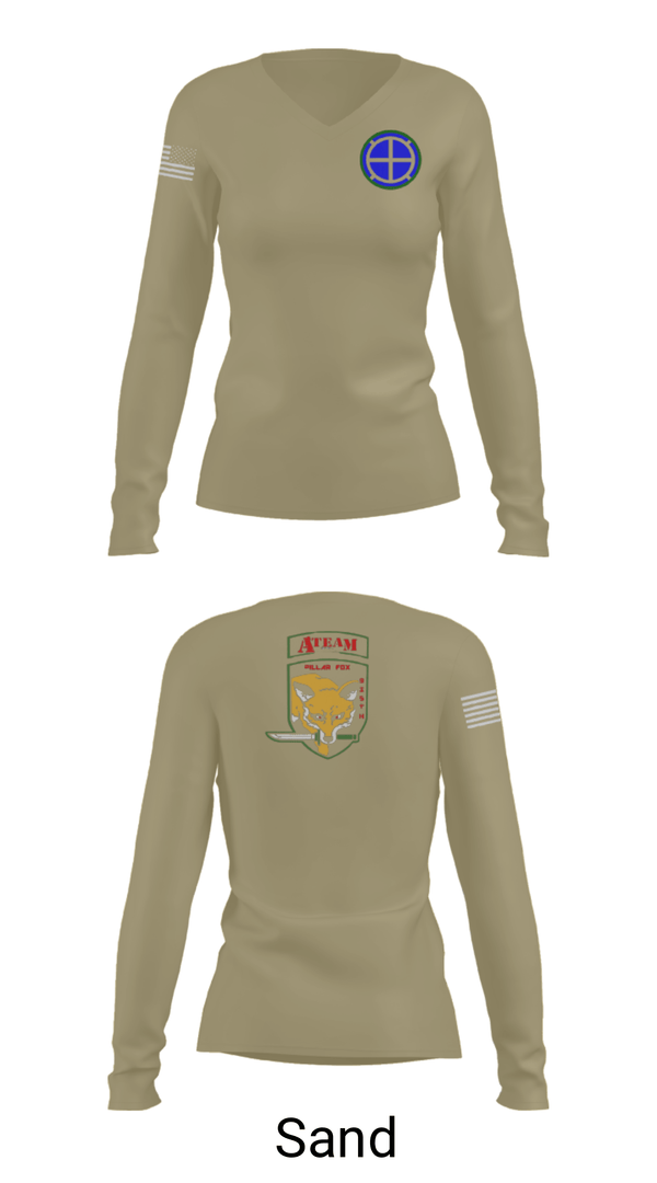 Womens Long Sleeve Vneck Shirt, A co 935th ASB 3rd Platoon, National Guard, Teamtime, Team time, sublimation, custom sports apparel, team uniforms, spirit wear, spiritwear, sports uniforms, custom shirts, team store, custom team store, fundraiser sports, apparel fundraiser
