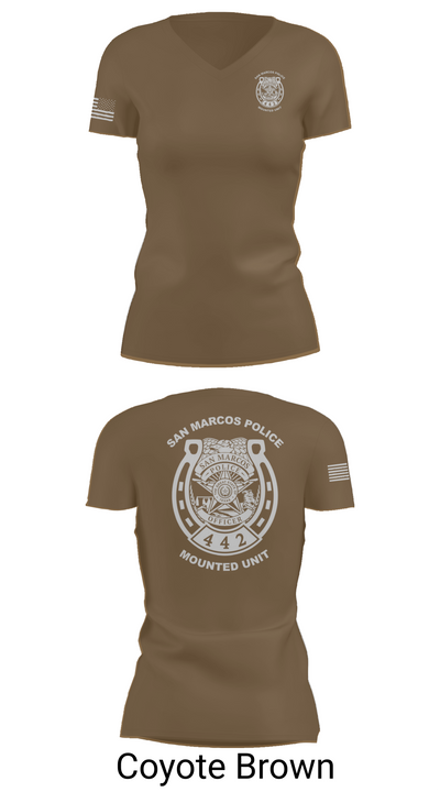 San Marcos Police Mounted Unit 48191371 Women's Short Sleeve V-neck Shirt - 8