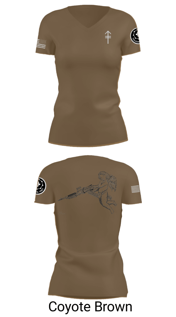 Women's Short Sleeve Vneck Shirt, 2/2 3rd PLT Weapon SquadE TRP 3RD PLT WEAPONS SQUAD, Army, Teamtime, Team time, sublimation, custom sports apparel, team uniforms, spirit wear, spiritwear, sports uniforms, custom shirts, team store, custom team store, fundraiser sports, apparel fundraiser