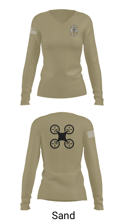 Womens Long Sleeve Vneck Shirt, UAS Pilot, Police, Teamtime, Team time, sublimation, custom sports apparel, team uniforms, spirit wear, spiritwear, sports uniforms, custom shirts, team store, custom team store, fundraiser sports, apparel fundraiser