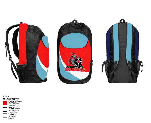 Gear Bag, Seattle Christian School (High School) Track, Track & Field, Teamtime, Team time, sublimation, custom sports apparel, team uniforms, spirit wear, spiritwear, sports uniforms, custom shirts, team store, custom team store, fundraiser sports, apparel fundraiser