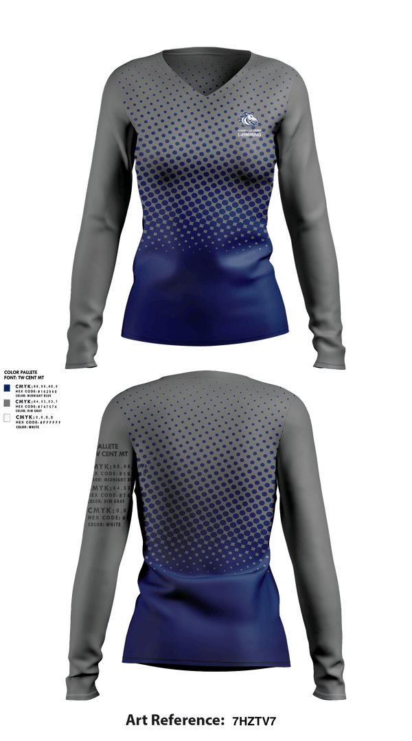 Womens Long Sleeve Vneck Shirt 1, Coahulla Creek, Swimming, Teamtime, Team time, sublimation, custom sports apparel, team uniforms, spirit wear, spiritwear, sports uniforms, custom shirts, team store, custom team store, fundraiser sports, apparel fundraiser