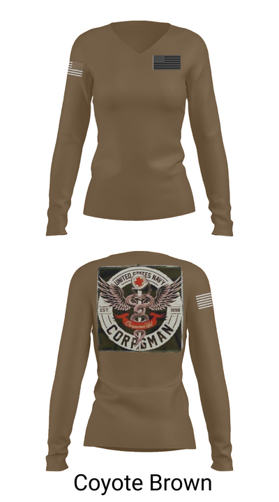 Hospital Corpsman 483709 Women's Long Sleeve V-neck Shirt - 16