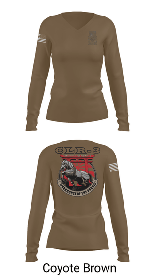 Women's Long Sleeve Vneck Shirt, WorkHorse, Marines, Teamtime, Team time, sublimation, custom sports apparel, team uniforms, spirit wear, spiritwear, sports uniforms, custom shirts, team store, custom team store, fundraiser sports, apparel fundraiser