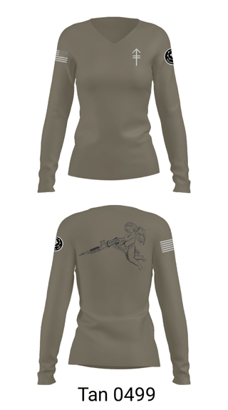 Women's Long Sleeve Vneck Shirt, 2/2 3rd PLT Weapon SquadE TRP 3RD PLT WEAPONS SQUAD, Army, Teamtime, Team time, sublimation, custom sports apparel, team uniforms, spirit wear, spiritwear, sports uniforms, custom shirts, team store, custom team store, fundraiser sports, apparel fundraiser