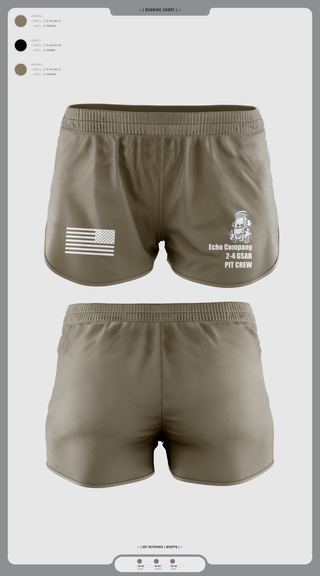 Womens Shorts, Mx Plt E. Co 2-4 GSAB, Army, Teamtime, Team time, sublimation, custom sports apparel, team uniforms, spirit wear, spiritwear, sports uniforms, custom shirts, team store, custom team store, fundraiser sports, apparel fundraiser