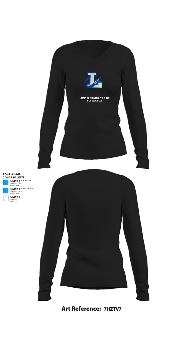 Womens Long Sleeve Vneck Shirt, Limestone Community High School Cheer, Cheer, Teamtime, Team time, sublimation, custom sports apparel, team uniforms, spirit wear, spiritwear, sports uniforms, custom shirts, team store, custom team store, fundraiser sports, apparel fundraiser