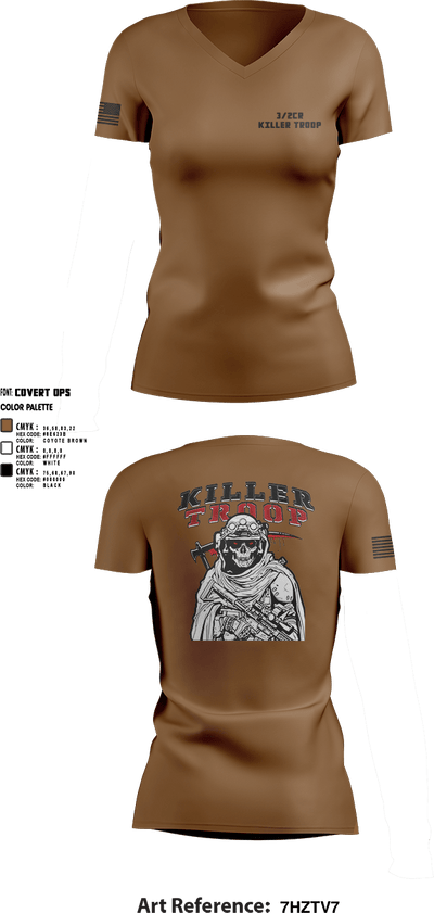 3/2CR Killer Troop 6220684 Women's Short Sleeve V-neck Shirt - 6