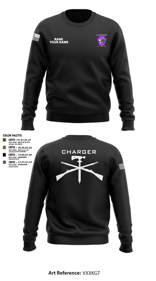 Crew Neck Sweatshirt, Charger Co. / 2-112th Infantry Battalion, National Guard, Teamtime, Team time, sublimation, custom sports apparel, team uniforms, spirit wear, spiritwear, sports uniforms, custom shirts, team store, custom team store, fundraiser sports, apparel fundraiser