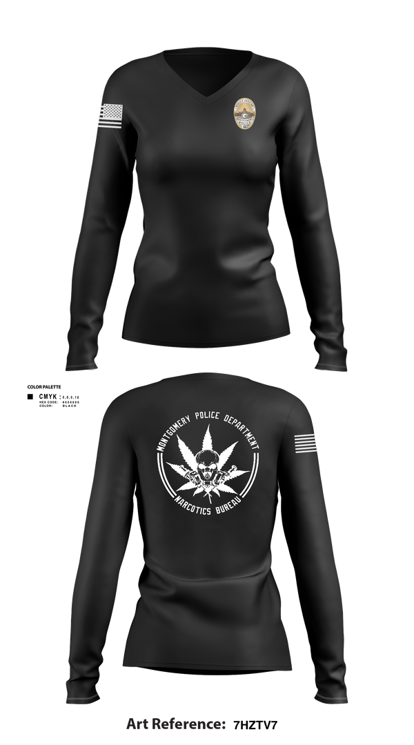 Womens Long Sleeve Vneck Shirt, NARCOTICS BUREAU, Police, Teamtime, Team time, sublimation, custom sports apparel, team uniforms, spirit wear, spiritwear, sports uniforms, custom shirts, team store, custom team store, fundraiser sports, apparel fundraiser
