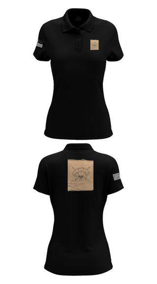 Women's Short Sleeve Performance Polo, Los Pistoleros, Army, Teamtime, Team time, sublimation, custom sports apparel, team uniforms, spirit wear, spiritwear, sports uniforms, custom shirts, team store, custom team store, fundraiser sports, apparel fundraiser