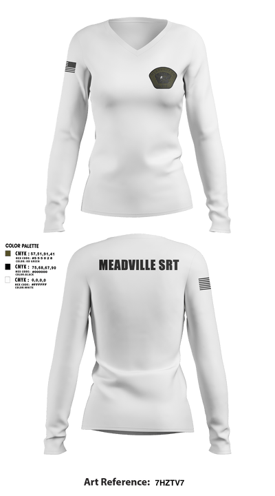 Meadville SRT 57594124 Women's Long Sleeve V-neck Shirt -1 5