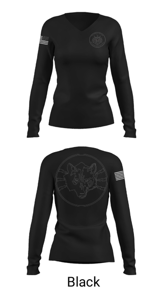 Women's Long Sleeve Vneck Shirt, Wolves, Bravo, 305th MI, Army, Teamtime, Team time, sublimation, custom sports apparel, team uniforms, spirit wear, spiritwear, sports uniforms, custom shirts, team store, custom team store, fundraiser sports, apparel fundraiser