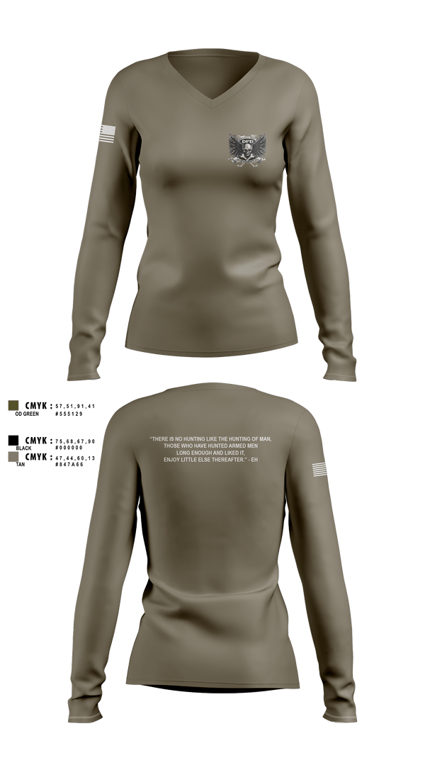 Womens Long Sleeve Vneck Shirt, Denver Police Fugitive Unit, Police, Teamtime, Team time, sublimation, custom sports apparel, team uniforms, spirit wear, spiritwear, sports uniforms, custom shirts, team store, custom team store, fundraiser sports, apparel fundraiser