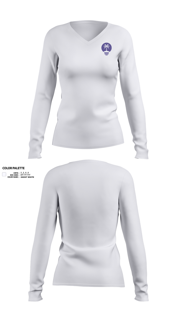 Womens Long Sleeve Vneck Shirt, Lucky Palm Lighting, , Teamtime, Team time, sublimation, custom sports apparel, team uniforms, spirit wear, spiritwear, sports uniforms, custom shirts, team store, custom team store, fundraiser sports, apparel fundraiser