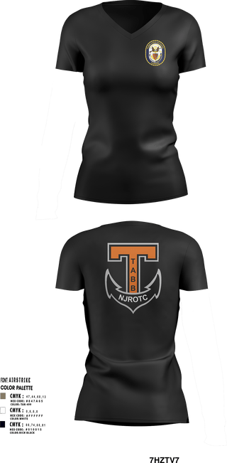Womens Short Sleeve Vneck Shirt, Tabb NJROTC, Navy, Teamtime, Team time, sublimation, custom sports apparel, team uniforms, spirit wear, spiritwear, sports uniforms, custom shirts, team store, custom team store, fundraiser sports, apparel fundraiser