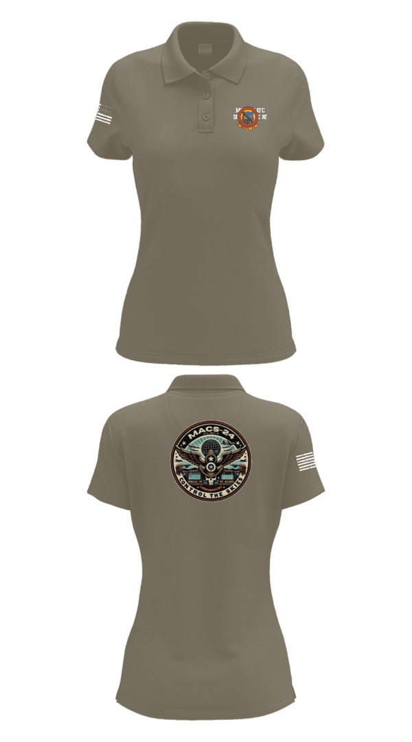 Women's Short Sleeve Performance Polo, MACS 24 ATC Detachment A, Marines, Teamtime, Team time, sublimation, custom sports apparel, team uniforms, spirit wear, spiritwear, sports uniforms, custom shirts, team store, custom team store, fundraiser sports, apparel fundraiser