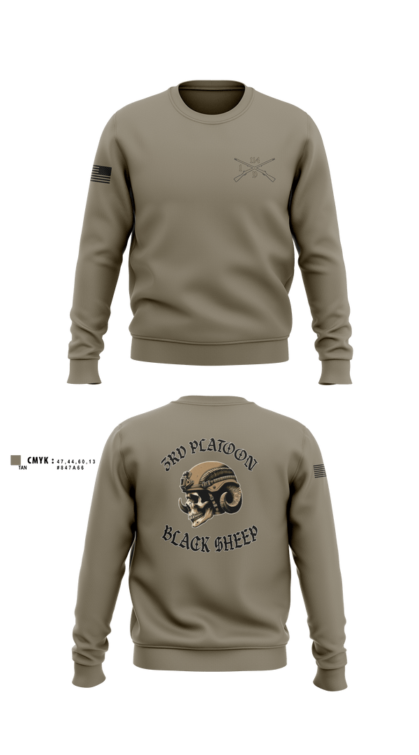 Crew Neck Sweatshirt, 3rd PLT black sheep, Army, Teamtime, Team time, sublimation, custom sports apparel, team uniforms, spirit wear, spiritwear, sports uniforms, custom shirts, team store, custom team store, fundraiser sports, apparel fundraiser