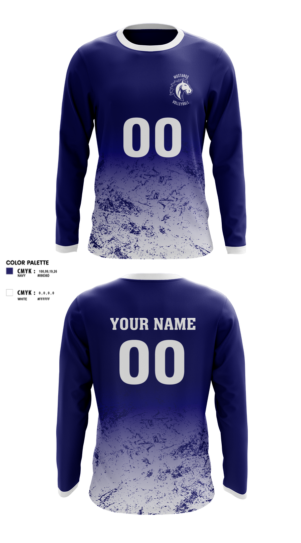 Long Sleeve Performance Shirt, Mustangs Volleyball, Men's Volleyball, Teamtime, Team time, sublimation, custom sports apparel, team uniforms, spirit wear, spiritwear, sports uniforms, custom shirts, team store, custom team store, fundraiser sports, apparel fundraiser
