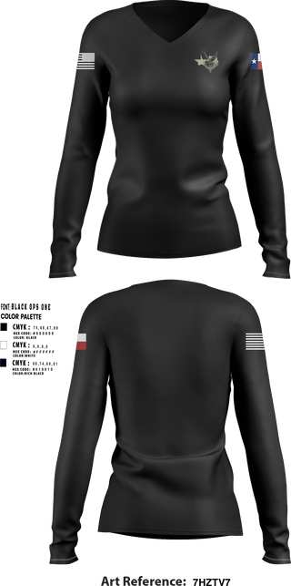 Womens Long Sleeve Vneck Shirt, Texas Rangers Special Operations Group, , Teamtime, Team time, sublimation, custom sports apparel, team uniforms, spirit wear, spiritwear, sports uniforms, custom shirts, team store, custom team store, fundraiser sports, apparel fundraiser